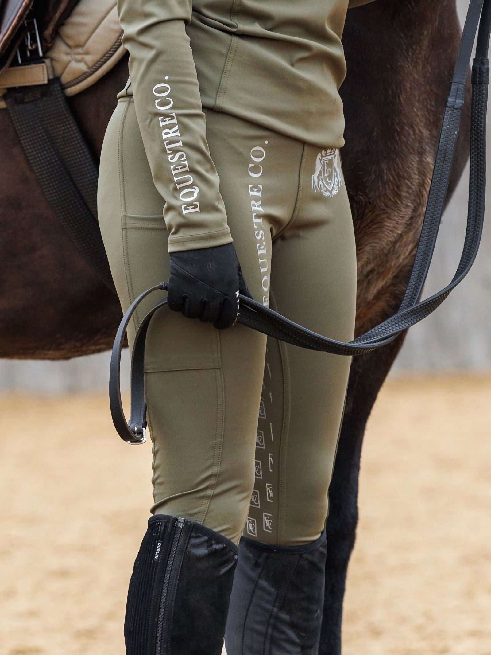 Adults Nouveau Full Seat Riding Tights - Olive
