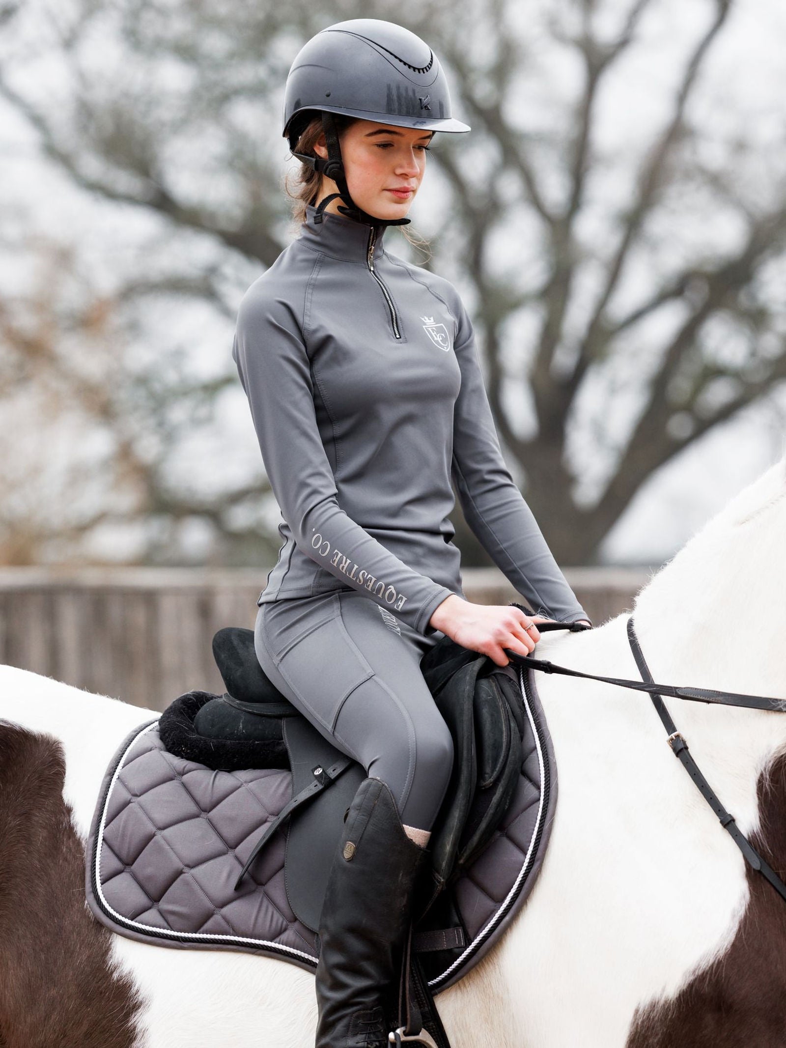Grey Riding Base Layer Adults Nouveau Luxury Base layer - Grey – Equestre Co.